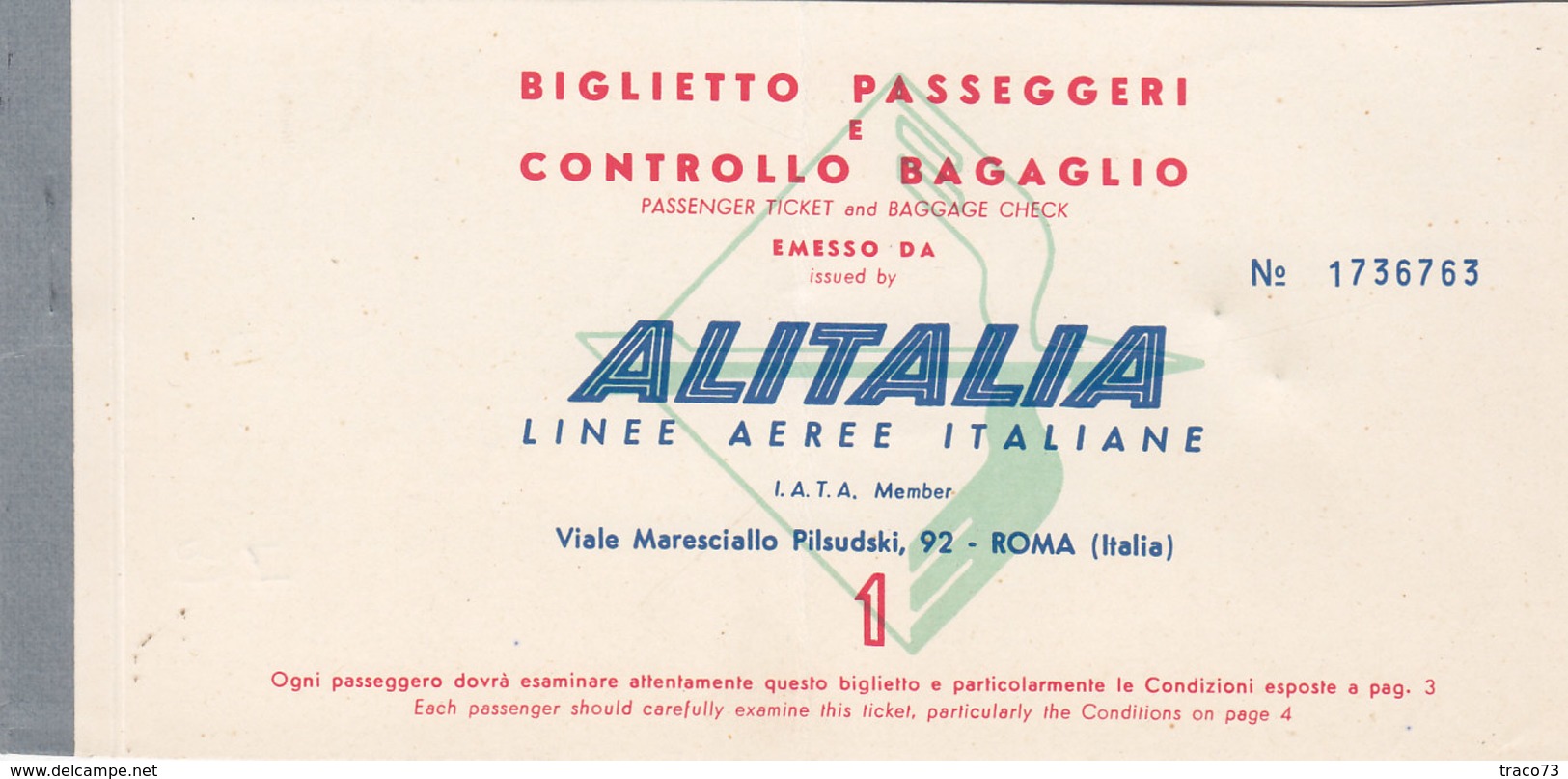 ALITALIA /  BIGLIETTO PASSEGGERI _ CATANIA-PALERMO _ 15 DICEMBRE 1963 - Europa