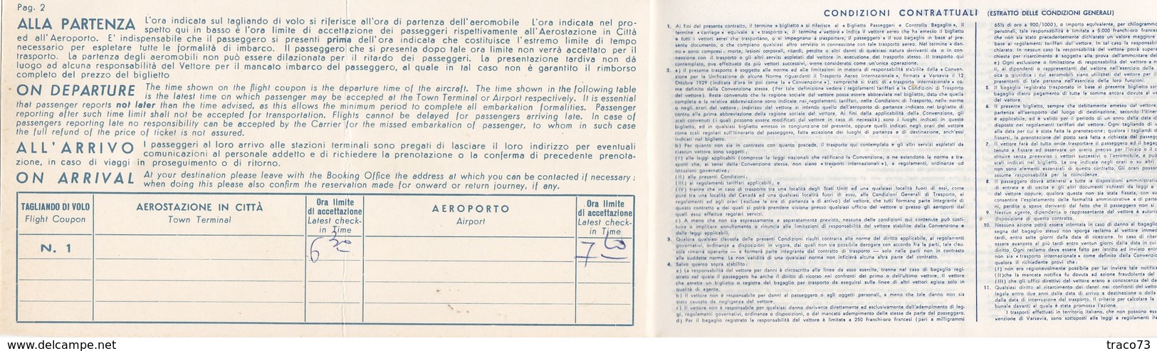 ALITALIA /  BIGLIETTO PASSEGGERI _ CATANIA-PALERMO _ 15 DICEMBRE 1963 - Europa