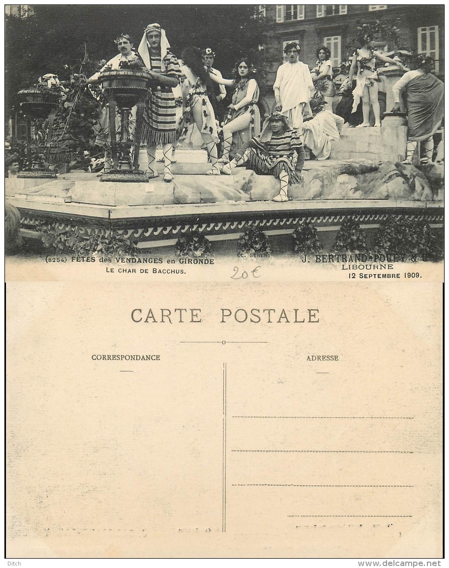 D- [502629] Carte-France  - (33) Gironde, Libourne, Fêtes Des Vendanges, Char De Bacchus - Libourne