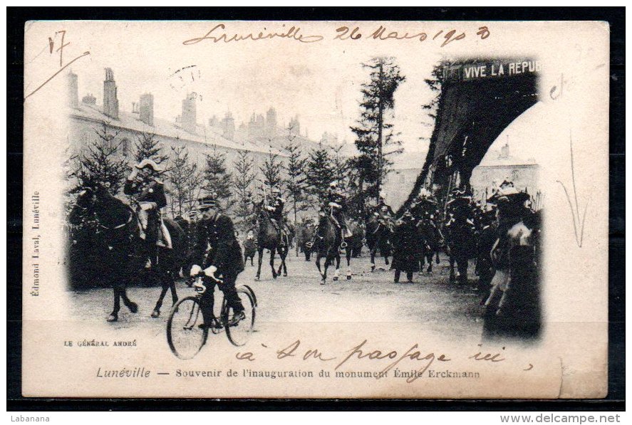 54-Lunéville, Souvenir De L'innauguration Du Monument Emile Erckmann, Déchirée En Bas - Luneville