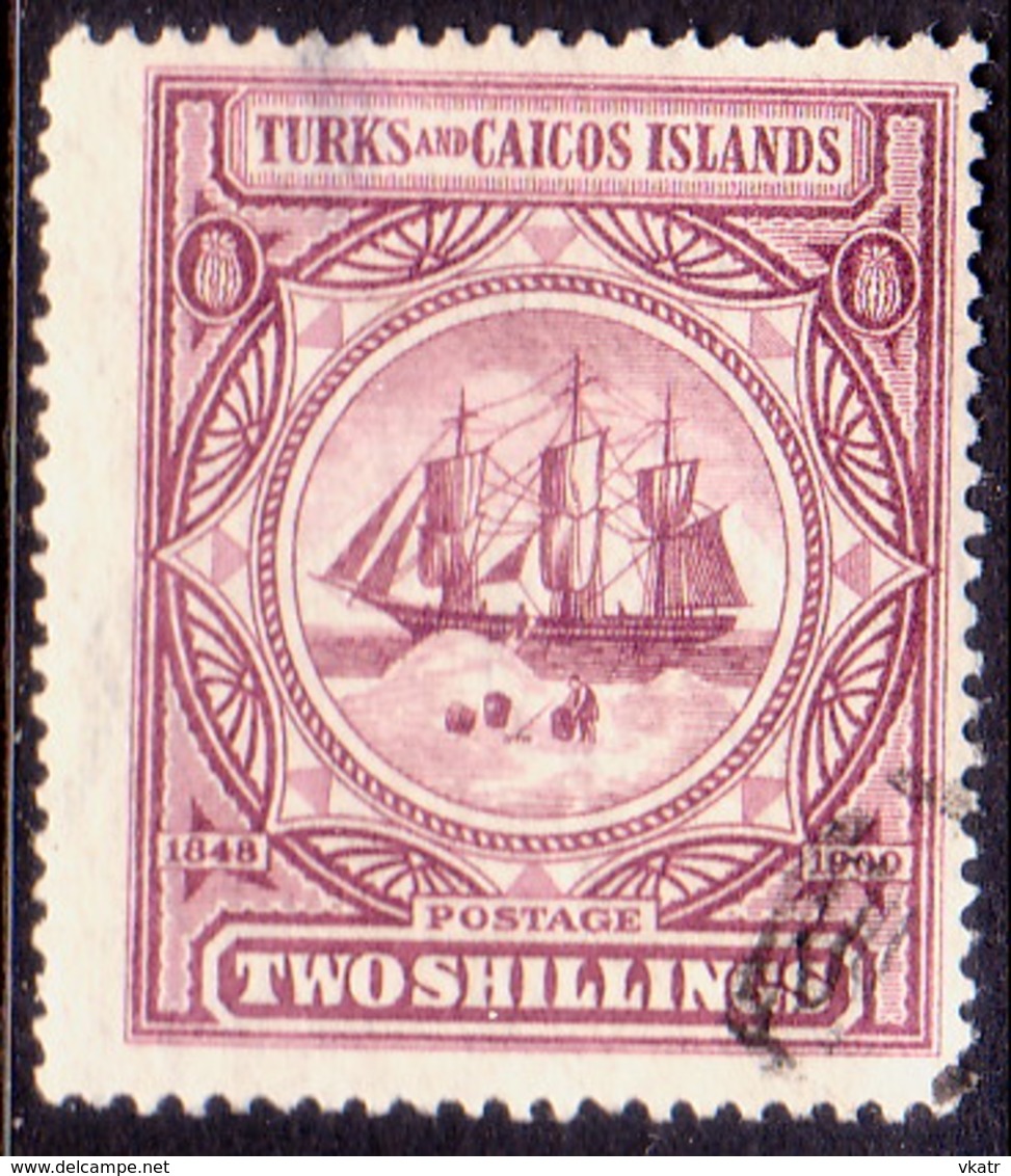 TURKS AND CAICOS ISLANDS 1900 SG #108 2sh Used CV £80 Small Thin On Back - Turks And Caicos