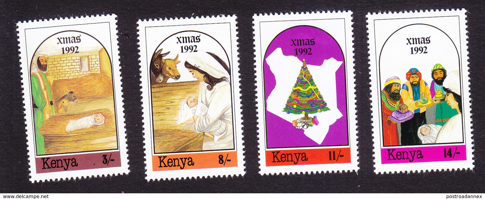 Kenya, Scott #583-586, Mint Hinged, Christmas, Issued 1992 - Kenia (1963-...)