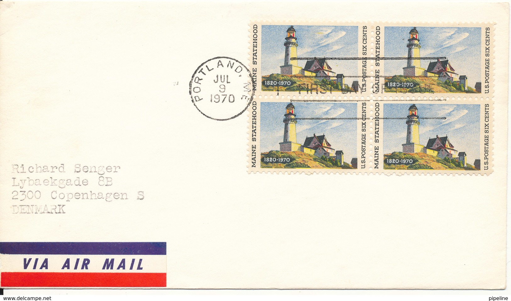 USA FDC Block Of 4 Maine Statehood With Cachet 9-7-1970 - 1961-1970