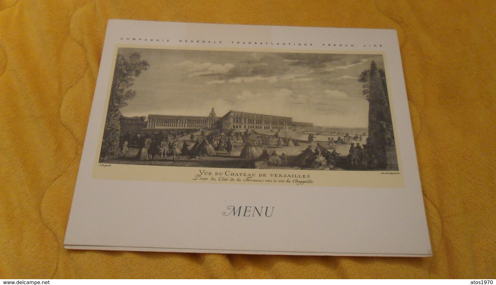 MENU DU VENDREDI 4 JANVIER 1963. / COMPAGNIE GENERALE TRANSATLANTIQUE FRENCH LINE. PAQUEBOT ANTILLES. VUE DU CHATEAU DE - Menu