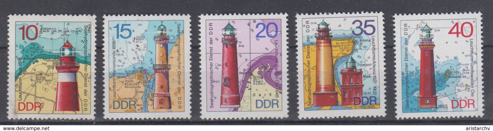 GDR 1974 MAP LIGHTHOUSE - Lighthouses