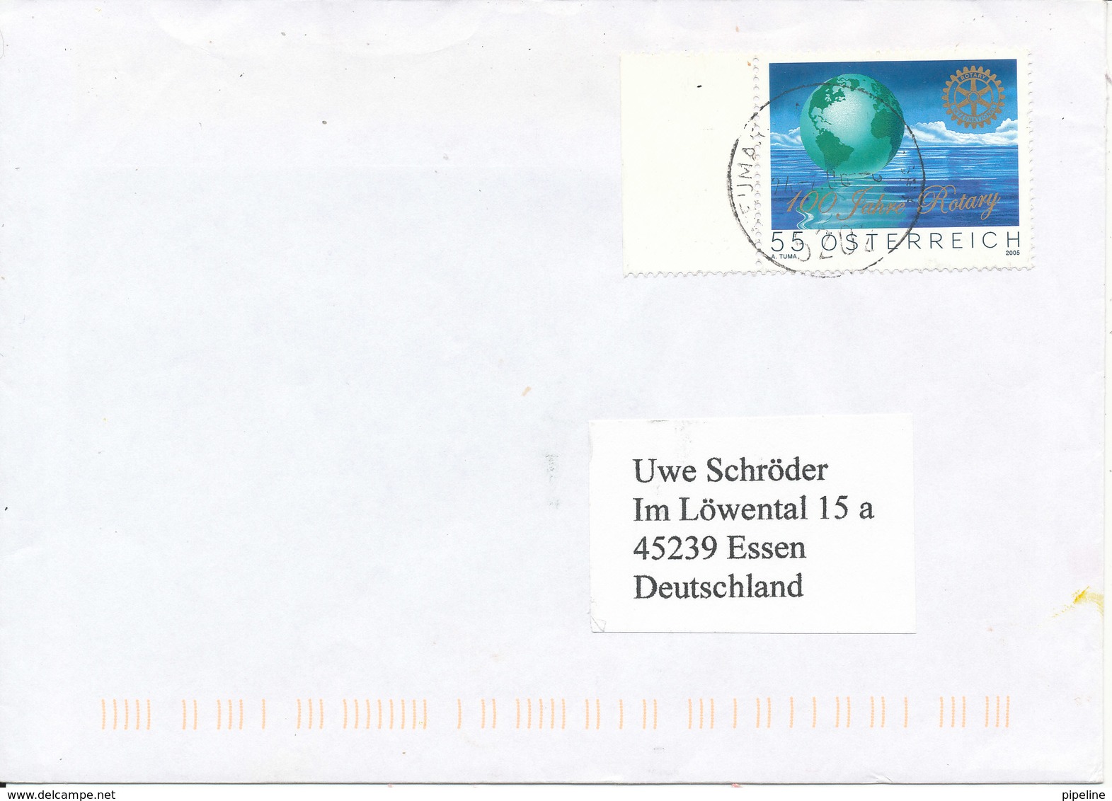 Austria Cover Stamped With ROTARY Stamp Sent To Germany 24-2-2006 MAP On The Stamp - Rotary, Lions Club