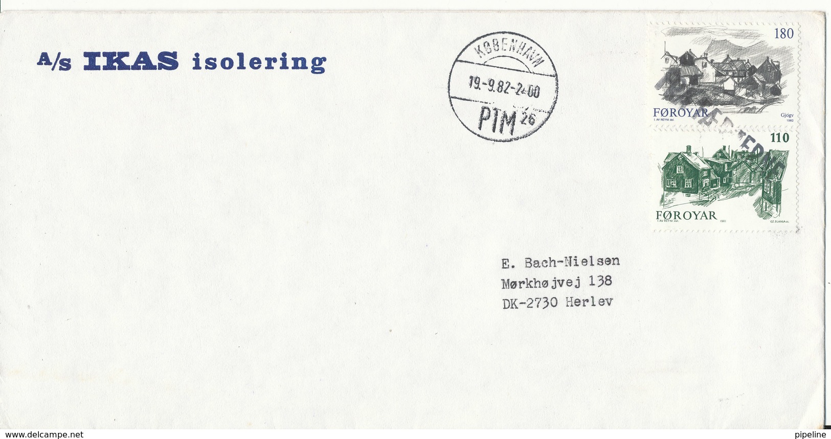 Faroe Islands Ship Cover FRA FÆRØERNE (From Faroe Islands)  Copenhagen 19-9-1982 - Faroe Islands