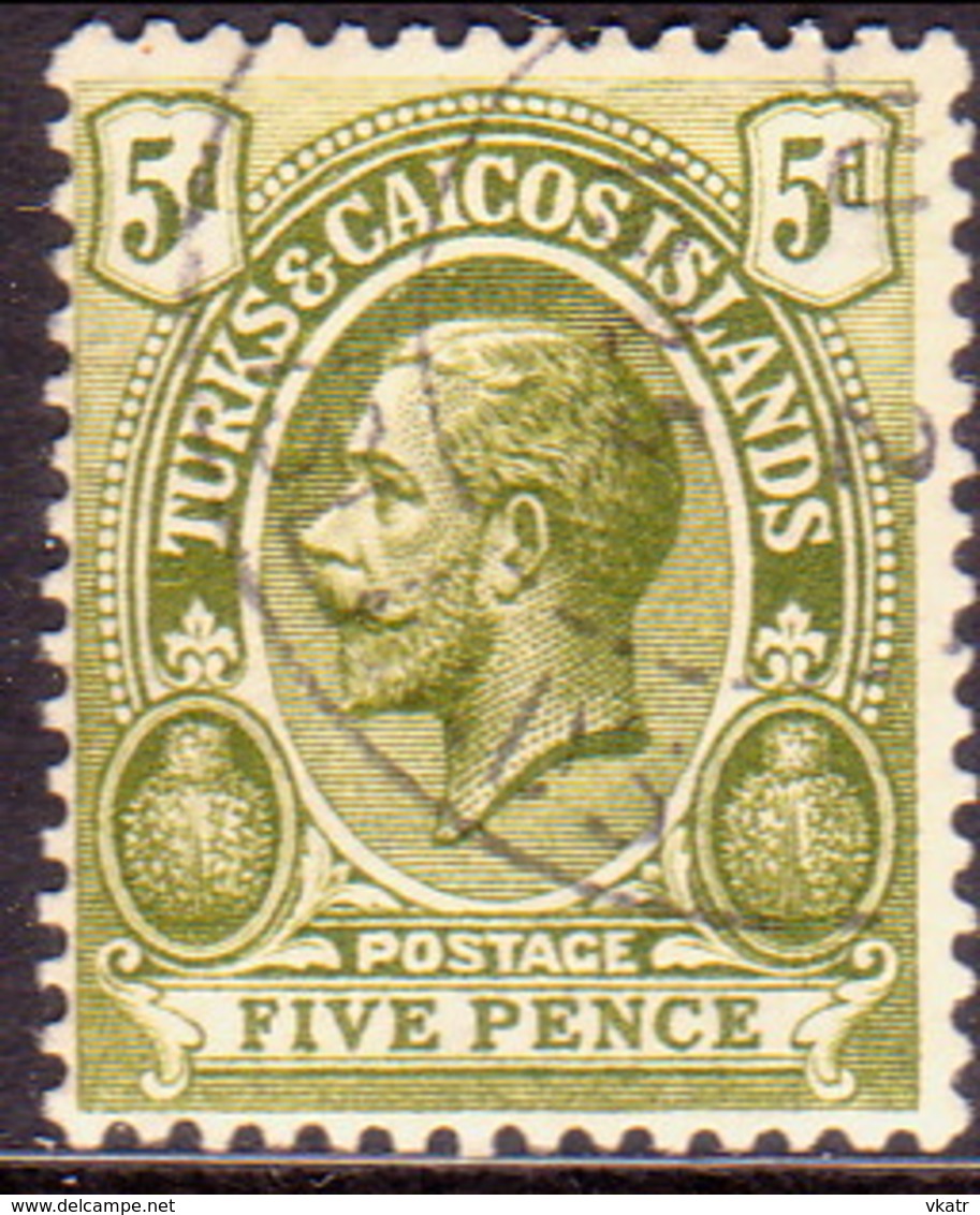 TURKS AND CAICOS ISLANDS 1921 SG #159 5d Used Wmk Mult. Script CA CV £70 - Turks And Caicos