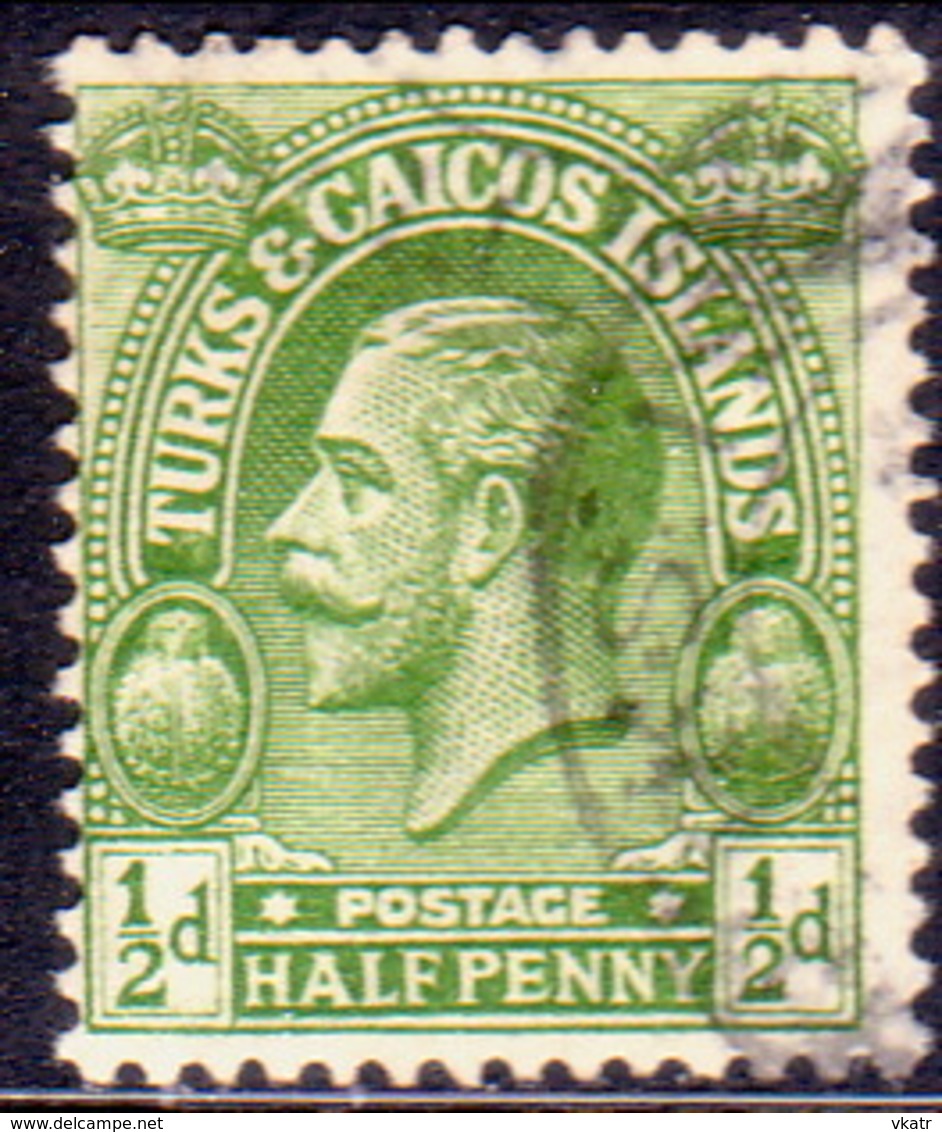 TURKS AND CAICOS ISLANDS 1922 SG #163a ½d Bright Green Used - Turks And Caicos