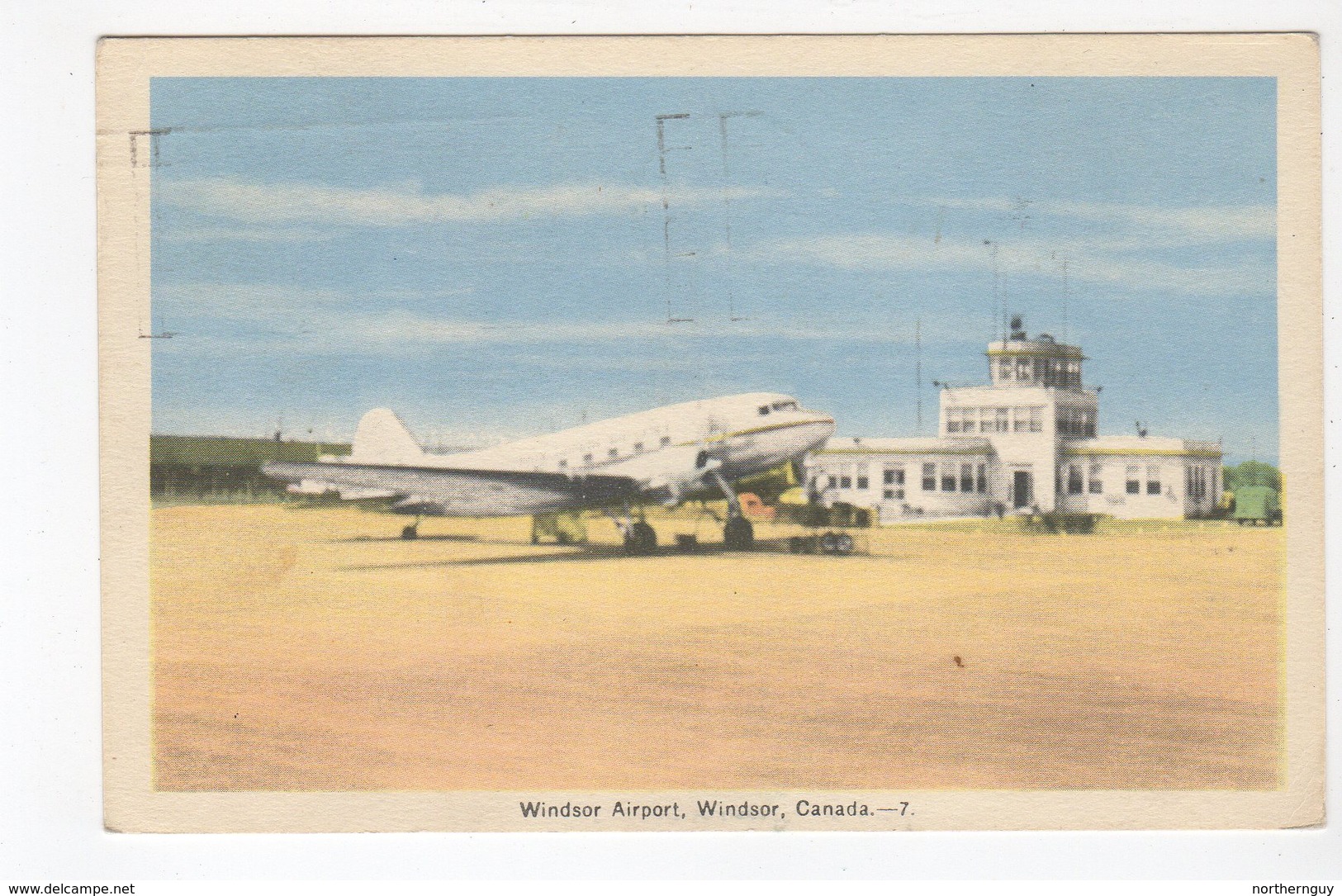 WINDSOR, Ontario, Canada,  Prop Plane At Windsor Airport, 1949 PECO Postcard, Essex County - Windsor