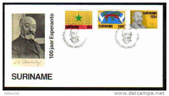 Surinam / Suriname 1987 FDC 111 100 Year Esperanto L.L. Zamenhof - Suriname