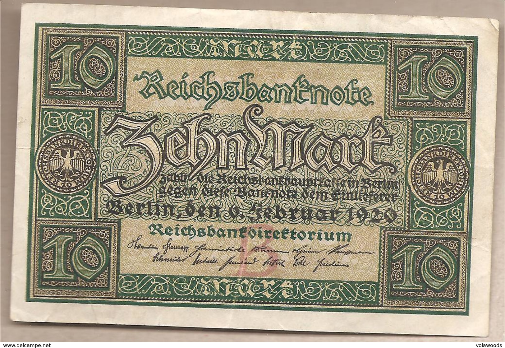 Germania - Banconota Circolata Da 10 Marchi P-67A/1 - 1920 - 10 Mark