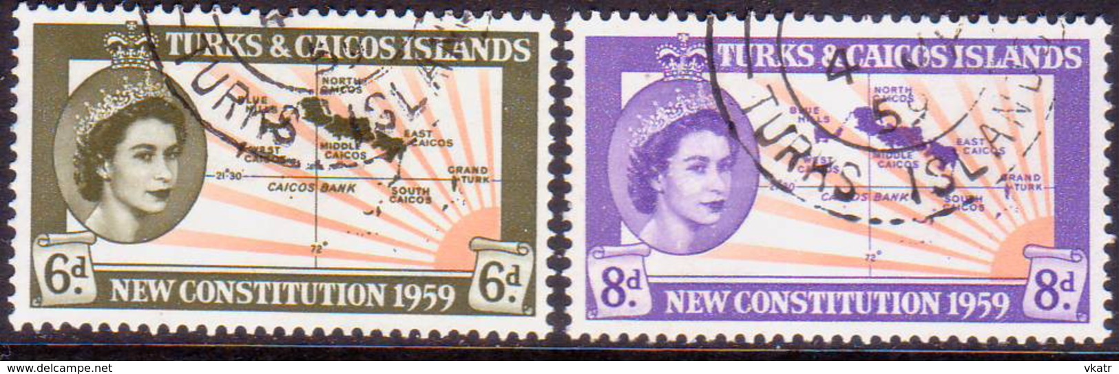 TURKS AND CAICOS ISLANDS 1959 SG #251-52 Compl.set Used - Turks- En Caicoseilanden