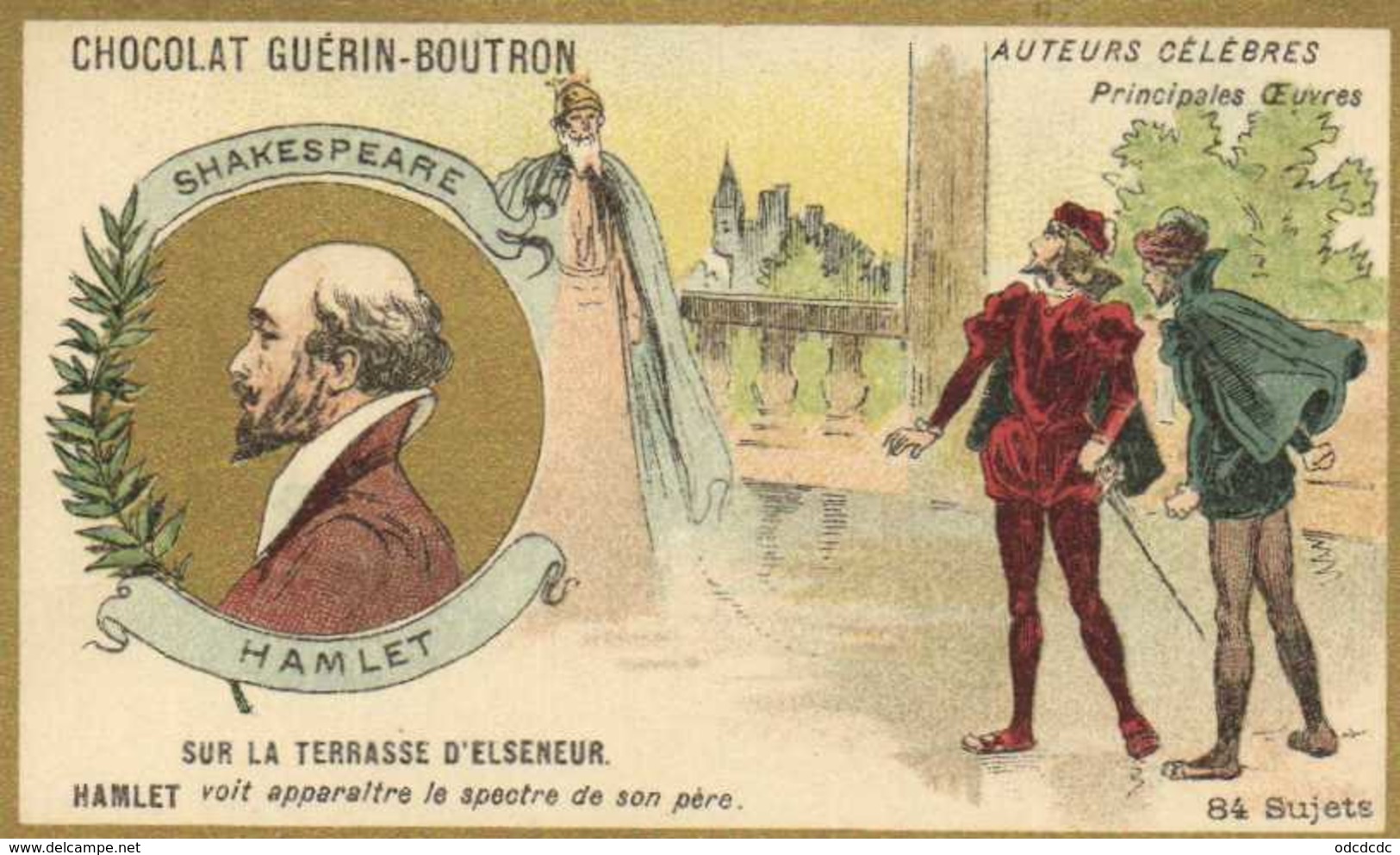 CHOCOLAT GUERIN BOUTRON  Auteurs Celebres SHAKESPEARE  HAMLET  RV - Guérin-Boutron