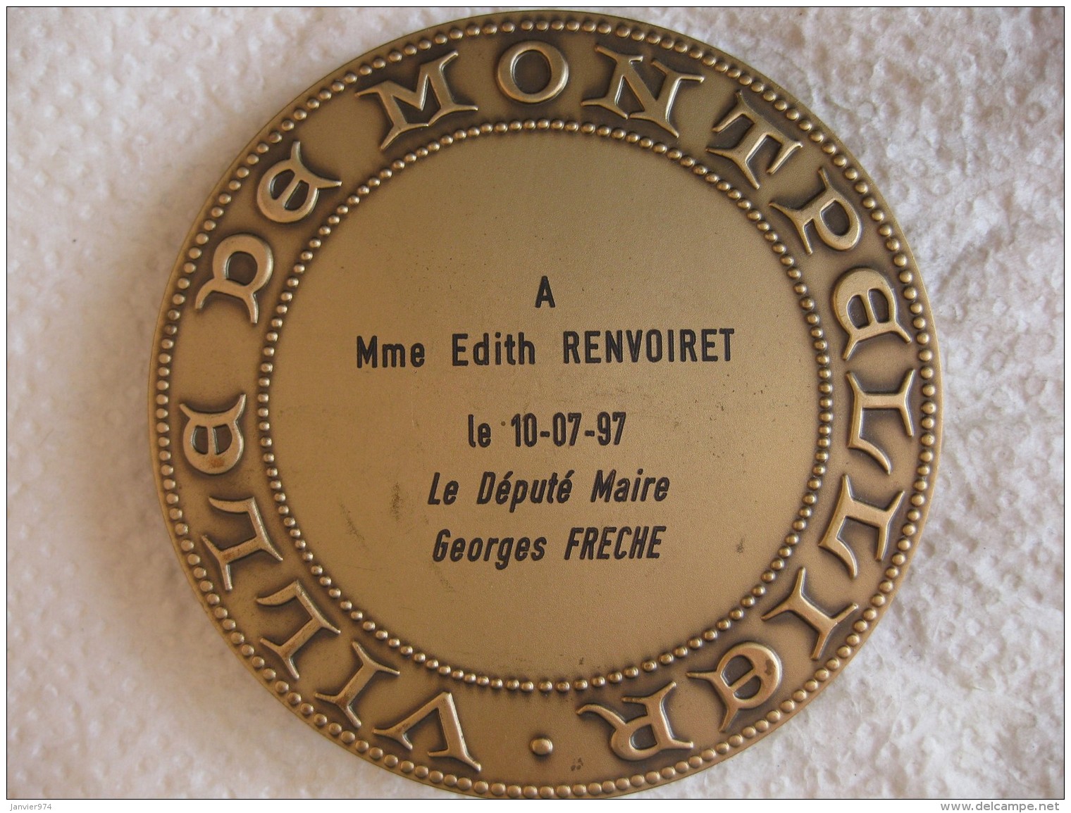 Médaille Ville De Montpellier Attribué Par Georges FRECHE  1997 Par Pichard - Autres & Non Classés