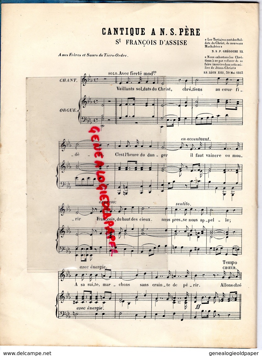 58- NEVERS- RARE CHANT DES TERTIAIRES A SAINT FRANCOIS D' ASSISE- ABBE AUG. PERREAU-ORGANISTE CATHEDRALE-ORGUE - Partituras