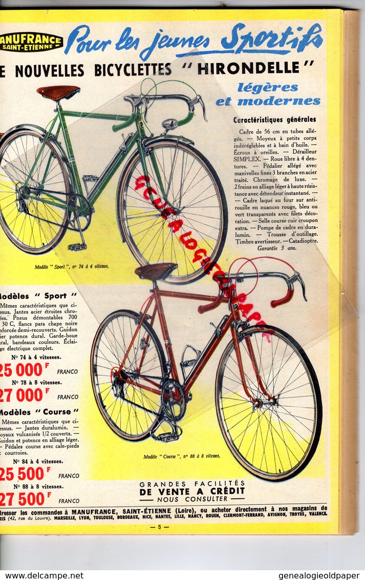 42- SAINT ETIENNE- PUBLICITE MANUFRANCE- CAMPING-FUSIL CHASSE SIMPLEX-DIANA-REINA-ROBUST-VELO HIRONDELLE-VELOMOTEUR-MOTO