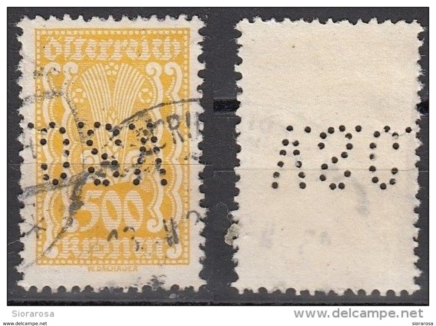277 Austria 1922 Sc. 277  Simbolo Dell ' Agricoltura - Perforè Perfin Perforato " A.S.C. " Osterreich - Perfins