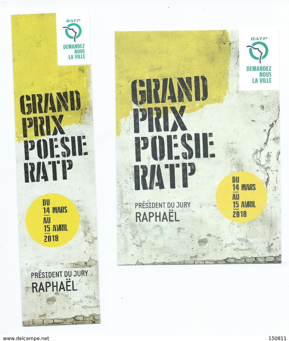 MARQUE PAGES + CARTE " GRAND PRIX DE LA POÉSIE RATP 2018 " - Marque-Pages