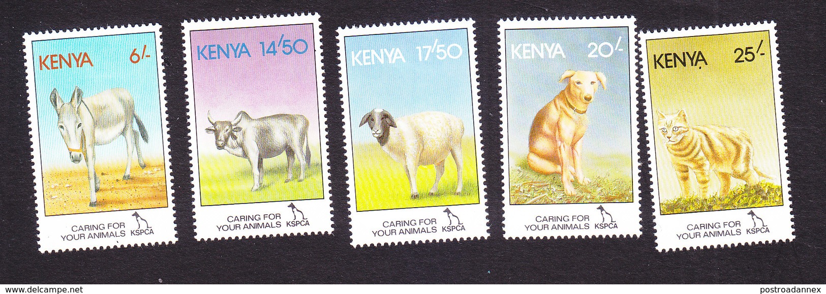 Kenya, Scott #637-641, Mint Hinged, SPCA, Issued 1995 - Kenya (1963-...)