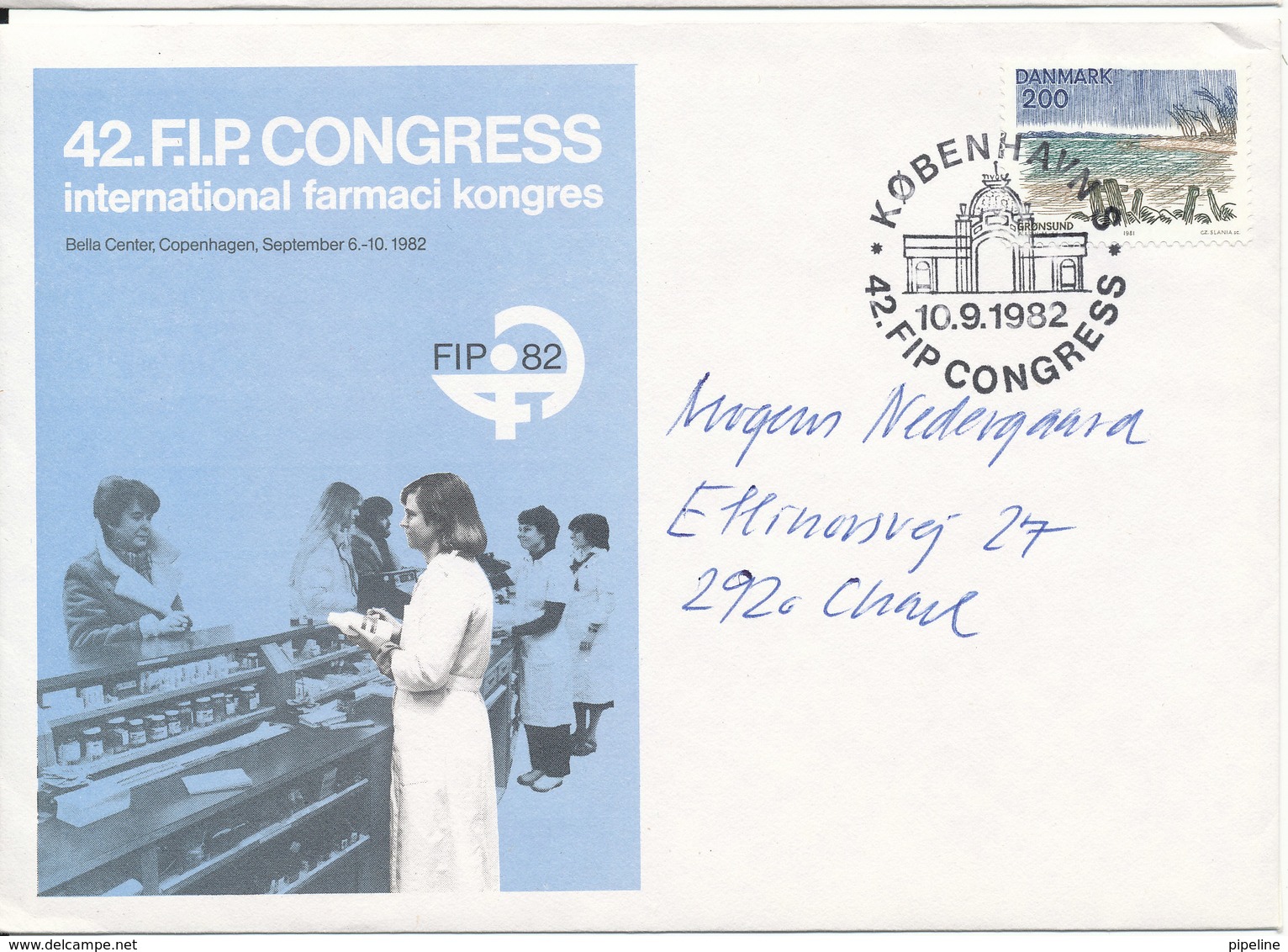 Denmark Cover With Speciel Postmark And Cachet 10-9-1982 42. F.I.P. Congress International Farmaci Congress F.I.P. 82 - Farmacia