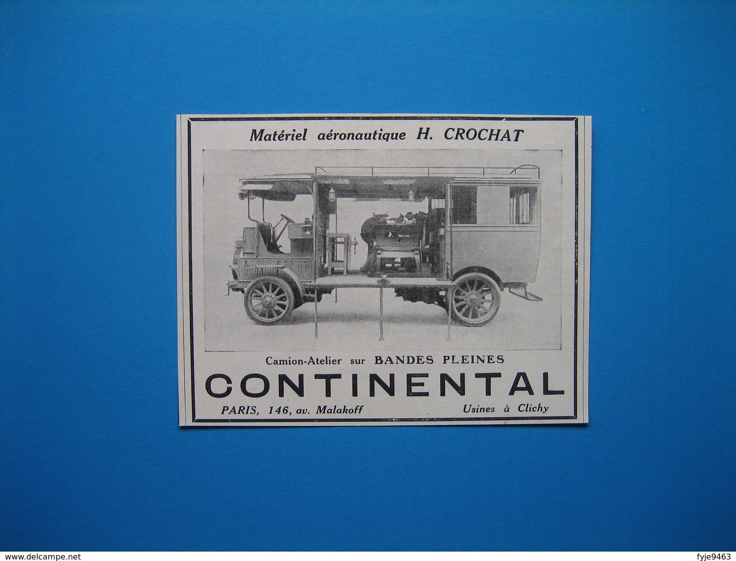 (1912) PNEUS CONTINENTAL (Camion-Atelier Matériel Aéronautique H. Crochat) - Unclassified