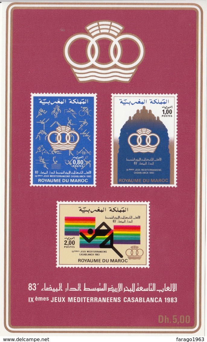 1983 Morocco Maroc Mediterranean Games Souvenir Sheet  MNH - Morocco (1956-...)