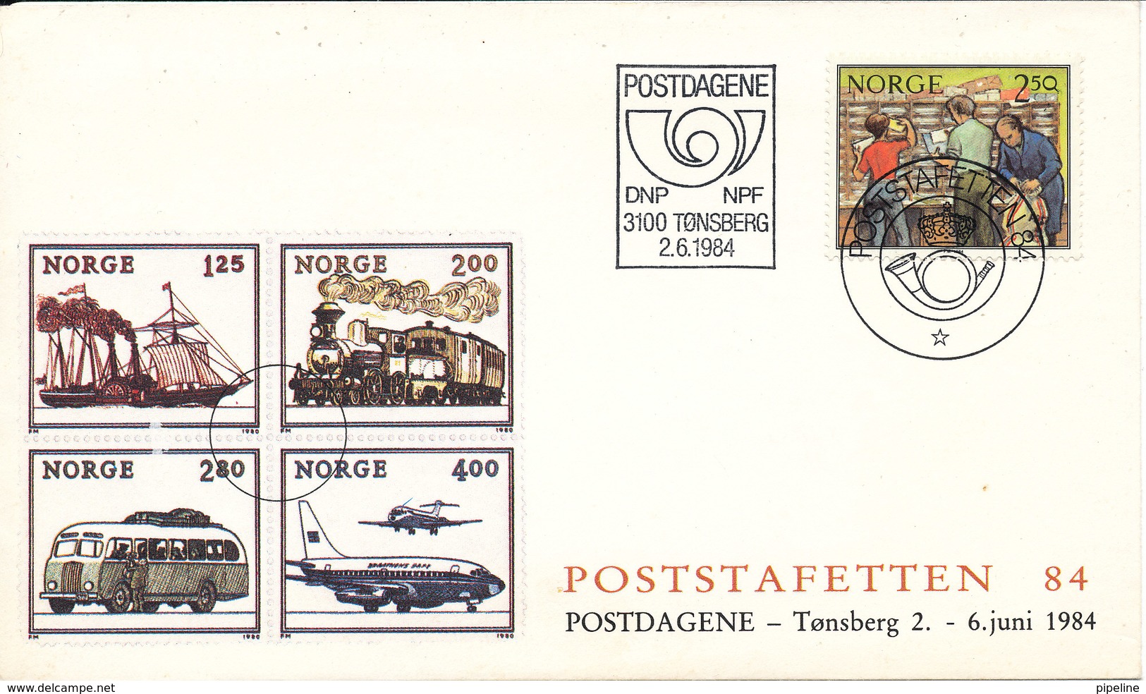 Norway Cover With Special Postmark And Cachet Postdagene Tönsberg 2-6-1984 Single Franked - Lettres & Documents