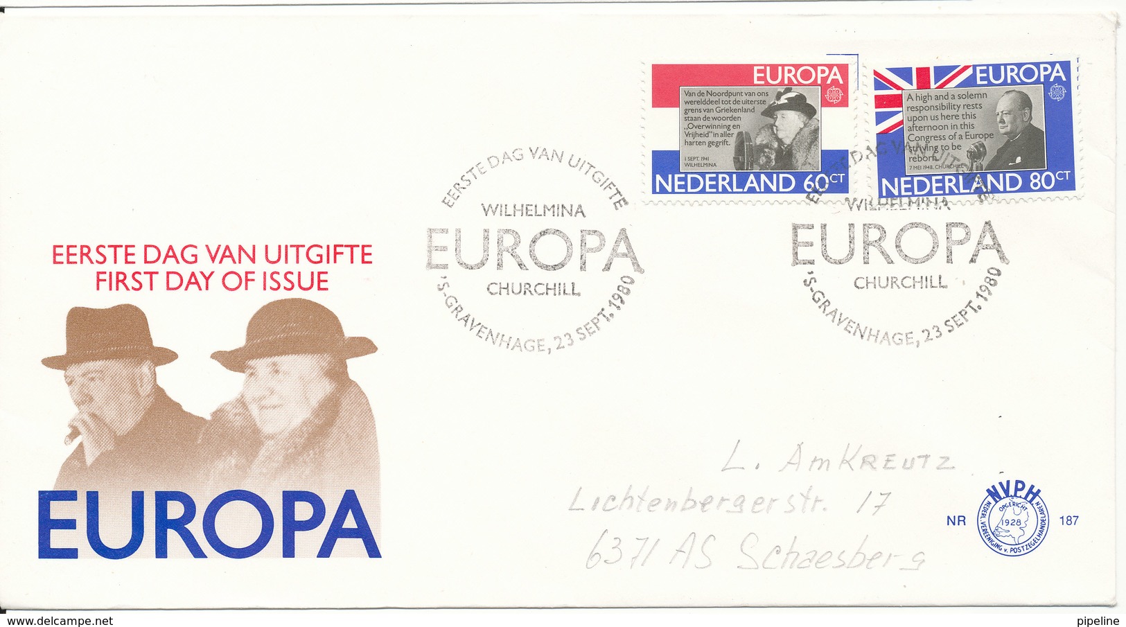 Netherlands FDC 23-9-1980 EUROPA CEPT Complete With Cachet - 1980