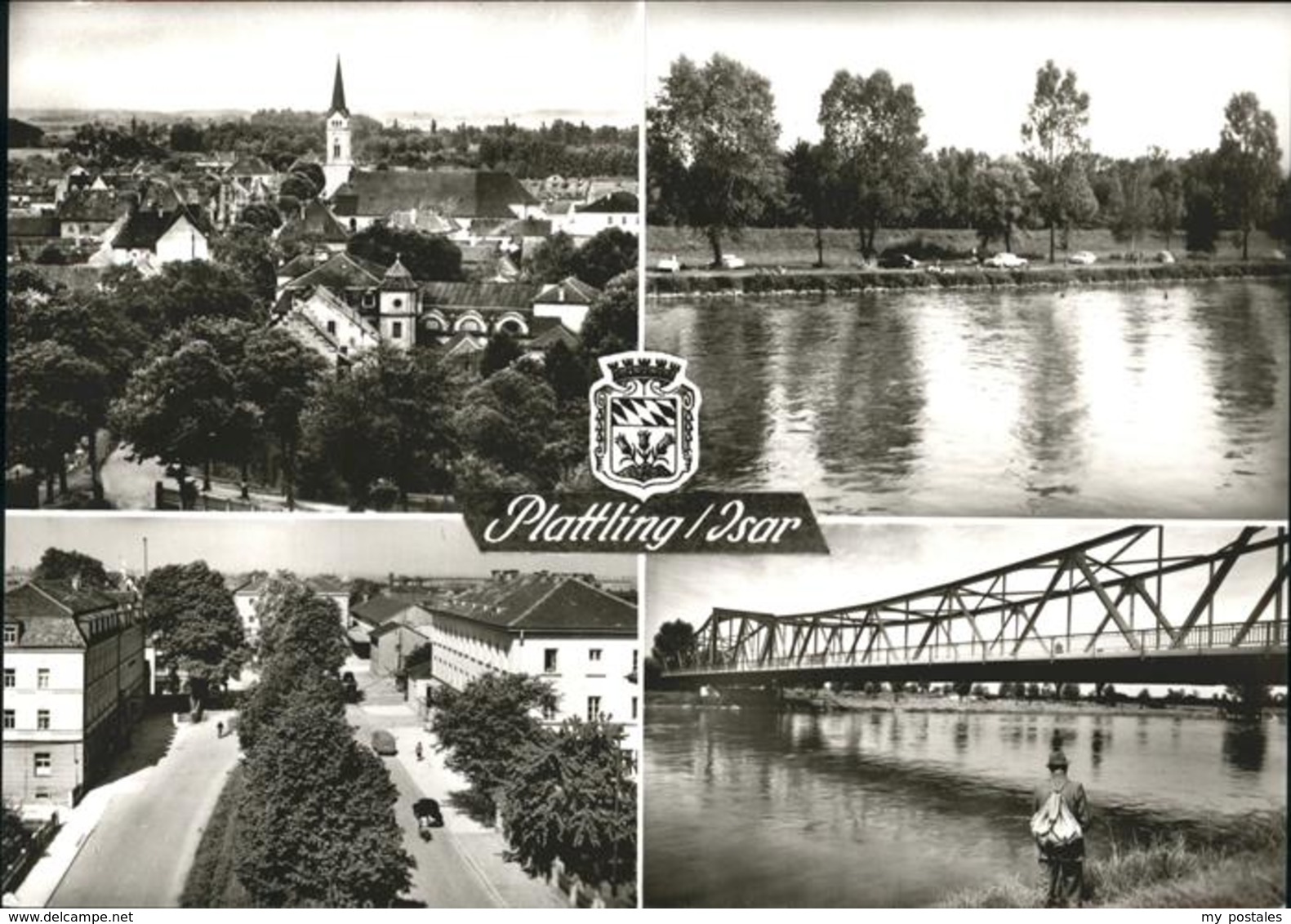 41240951 Plattling Isar Bayern Isar, Bruecke, Stadtwappen Plattling - Plattling