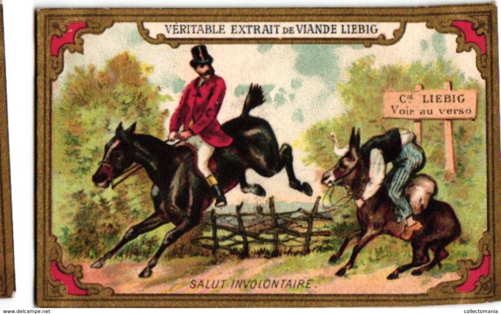 0169 poor horsemanship, Cavaliers de dimanche c1886 Liebig 169 set complete 6 chromo litho French edition