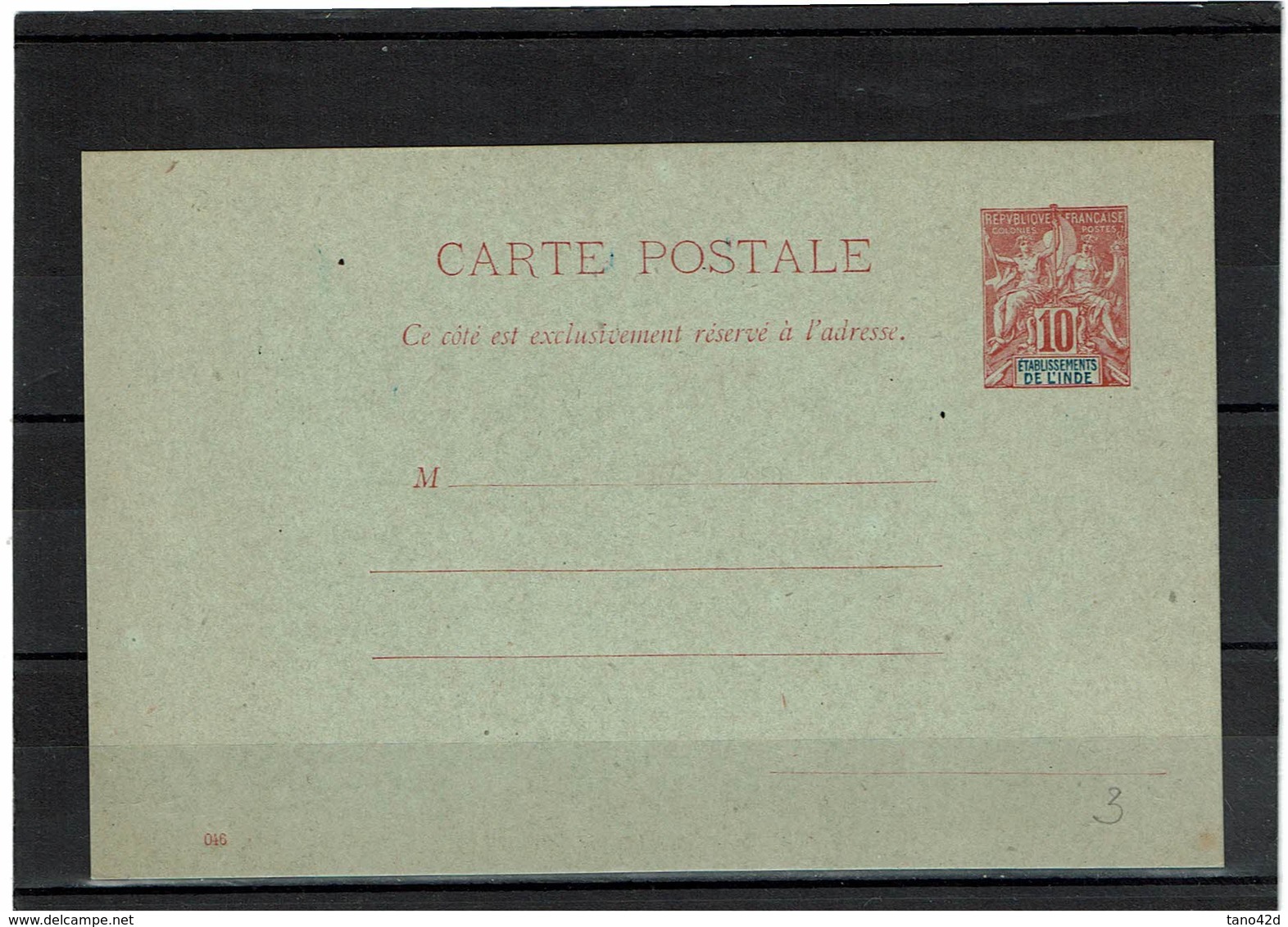 CTN27COL3- INDE CP 10c ROUGE DATE 46 NEUVE - Other & Unclassified