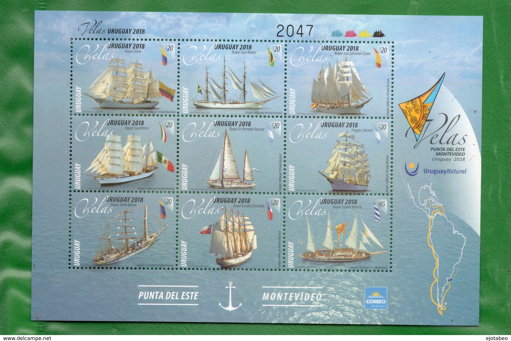 1630 Y 1630a URUGUAY-2018-Veleros De América -TT: Barcos, Veleros, Banderas - Ships