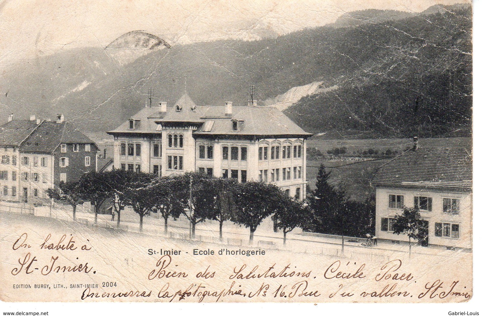 St- Imier - Ecole D'Horlogerie - Envoyée En 1901 - Carte Très Plissées - Voir Scanner - Saint-Imier 