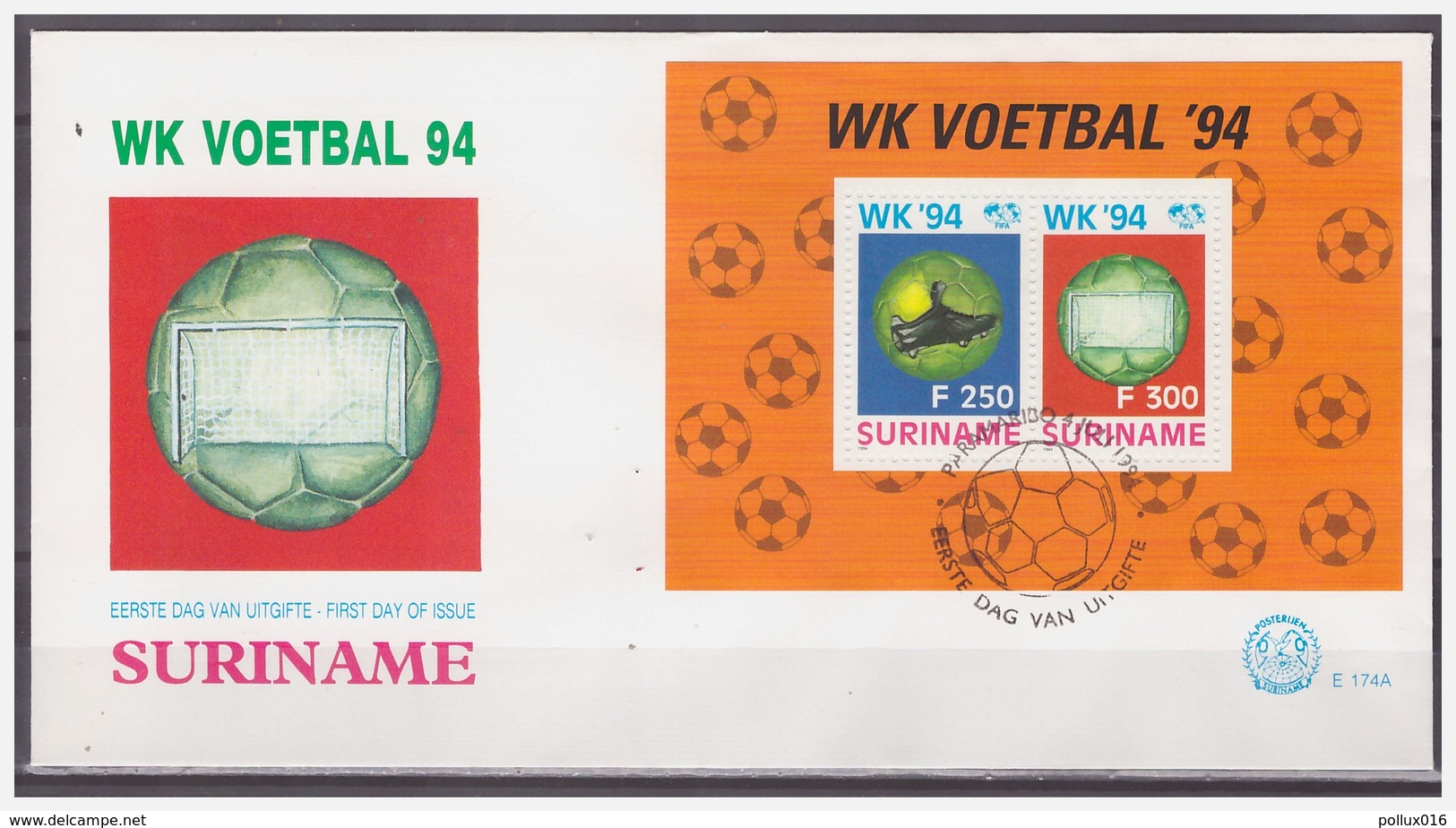 Surinam / Suriname 1994 FDC 174a Voetbal Soccer Fussball Footbal S/S - Suriname