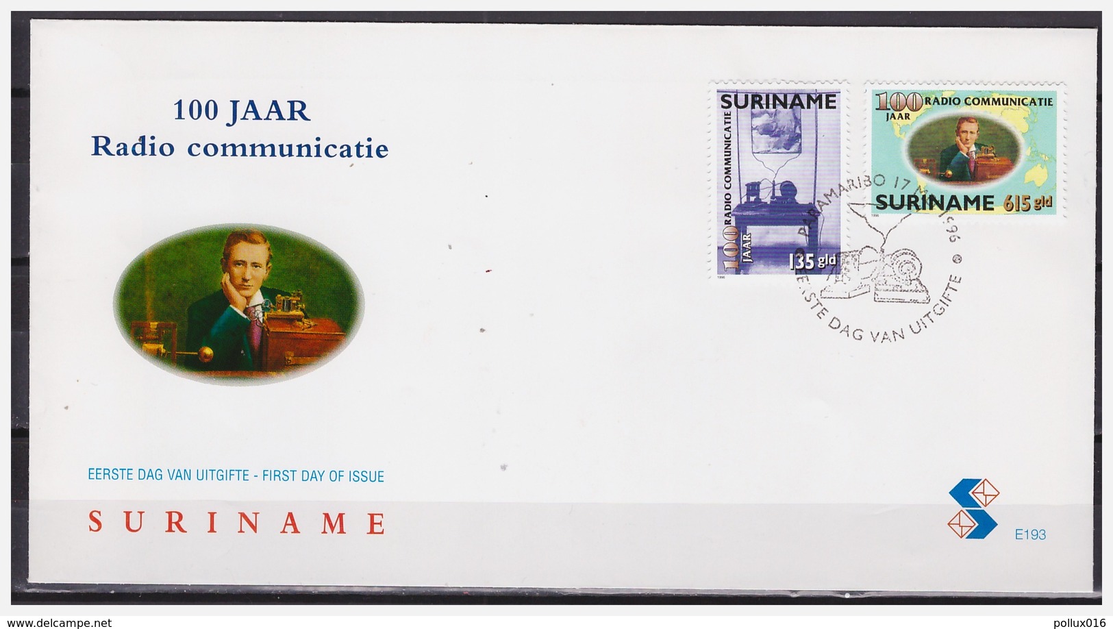 Surinam / Suriname 1996 FDC 193 100 Year Radiocommunication 100 Jahre Rundfunk Marconi - Surinam