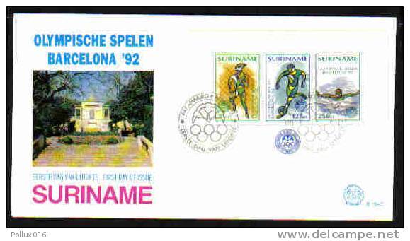 Surinam / Suriname 1992 FDC 154c Olympics Soccer Swimming Running - Zomer 1992: Barcelona