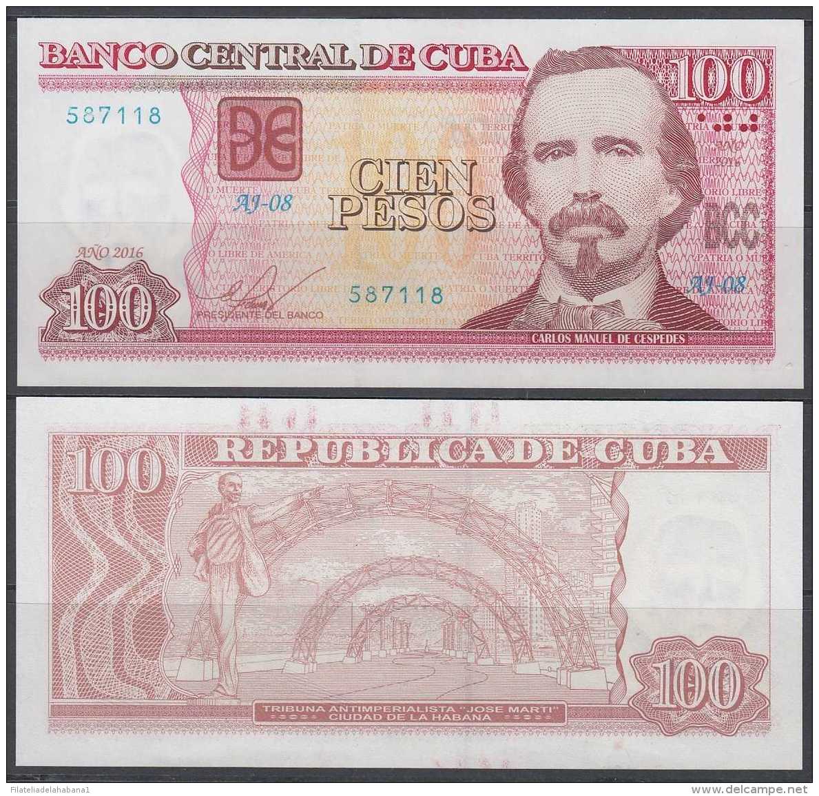 2016-BK-50 CUBA 2016 100$ UNC CARLOS MANUEL DE CESPEDES. - Cuba