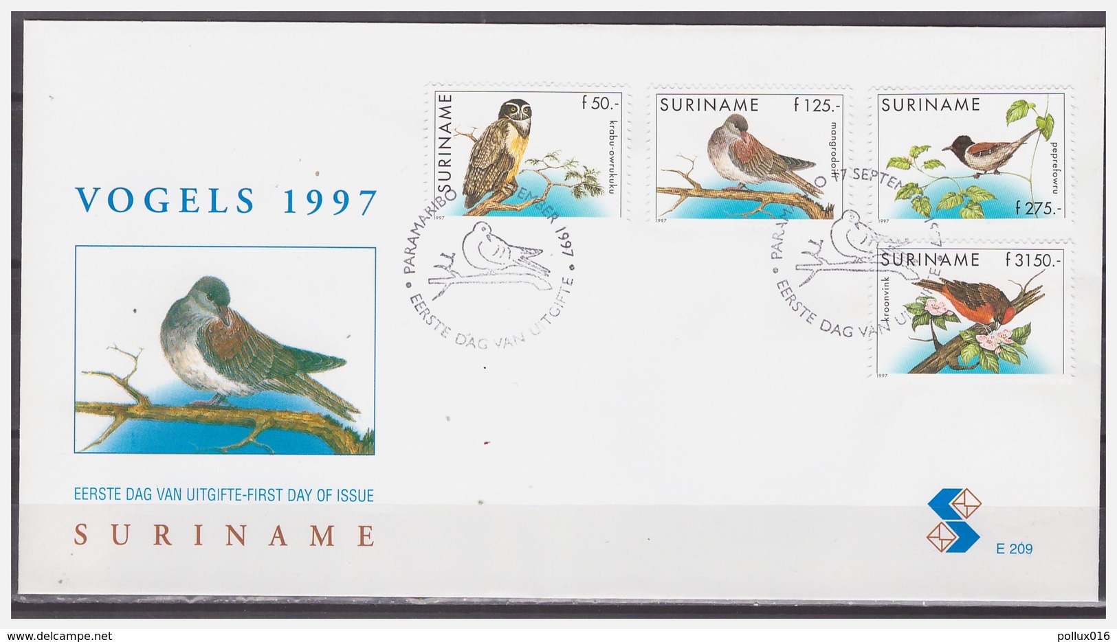 Surinam / Suriname 1997 FDC 209 Uil Owl Eule Hibou Vogel Bird Oiseau - Suriname