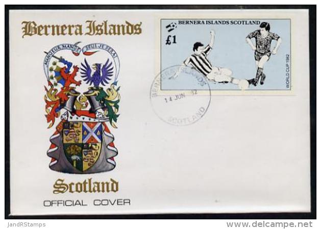 105015 Bernera 1982 Football World Cup Imperf Souvenir Sheet (1 Value) On Special Cover With First Day Cancels - 1982 – Spain