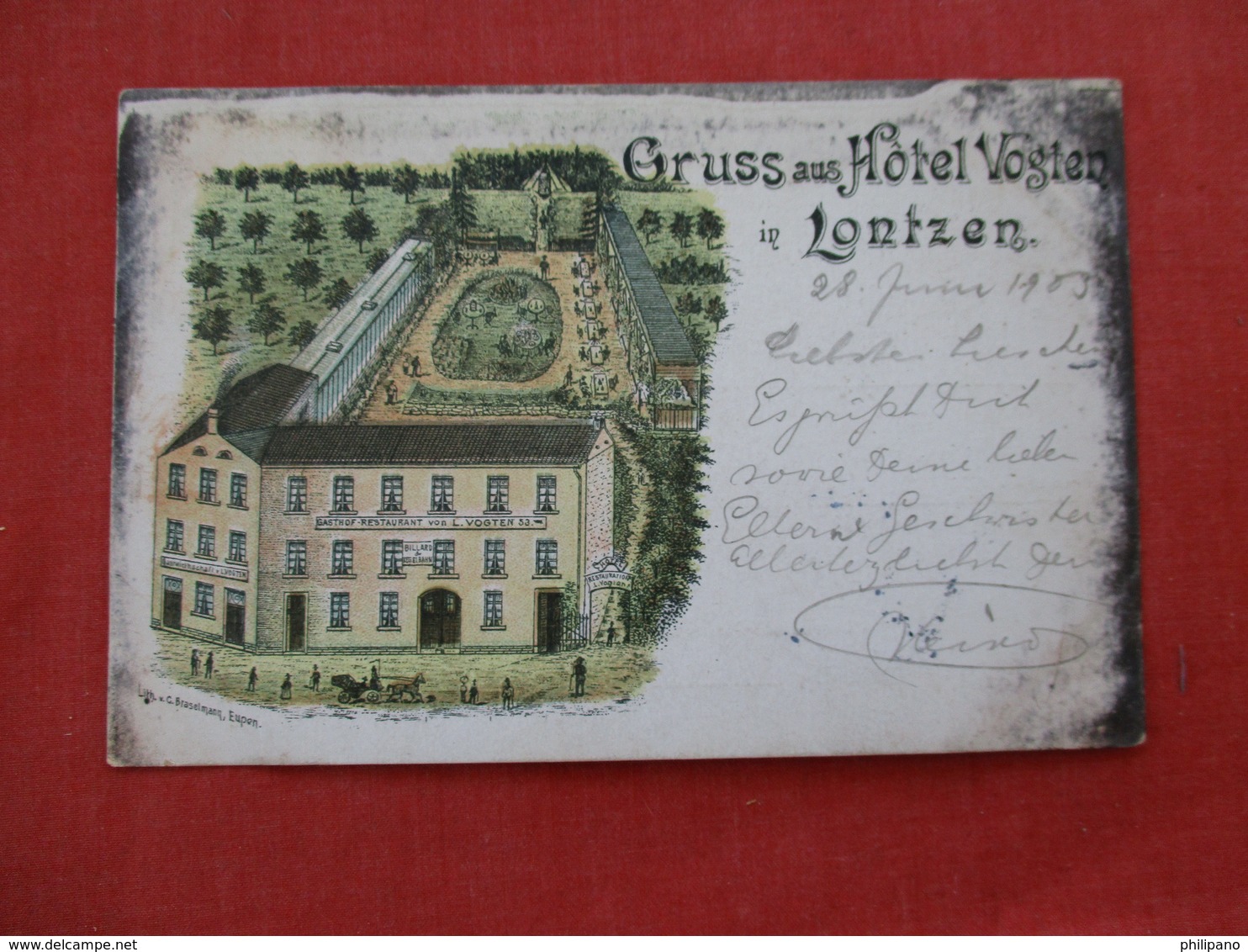 Gruss Aus Hotel Vogten  Belgium ??  Germany   Stamp & Cancel=ref 2933 - Other & Unclassified