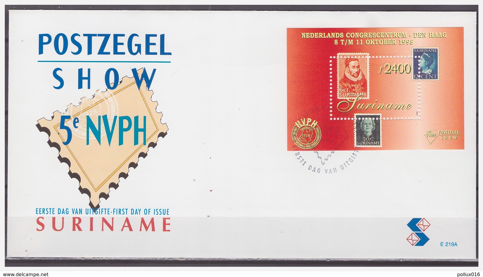 Surinam / Suriname 1998 FDC 219a NVPH-show Stamp On Stamp Timbre Sur Timbre S/S - Suriname