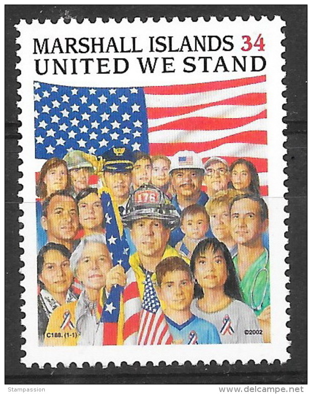 Marshall Islands - Timbre Neufs ** ,MNH, Comémorant Le 11 Septembre - Drapeau, Flag USA - Militaria