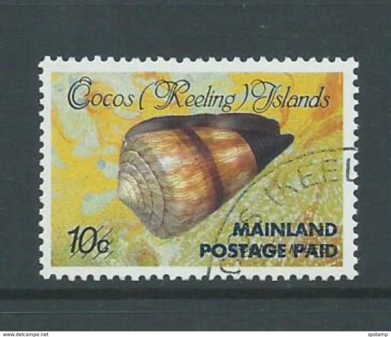 Cocos Keeling Island 1990 Mainland Postage Paid Overprint (43) On 10c First Printing VFU - Cocos (Keeling) Islands