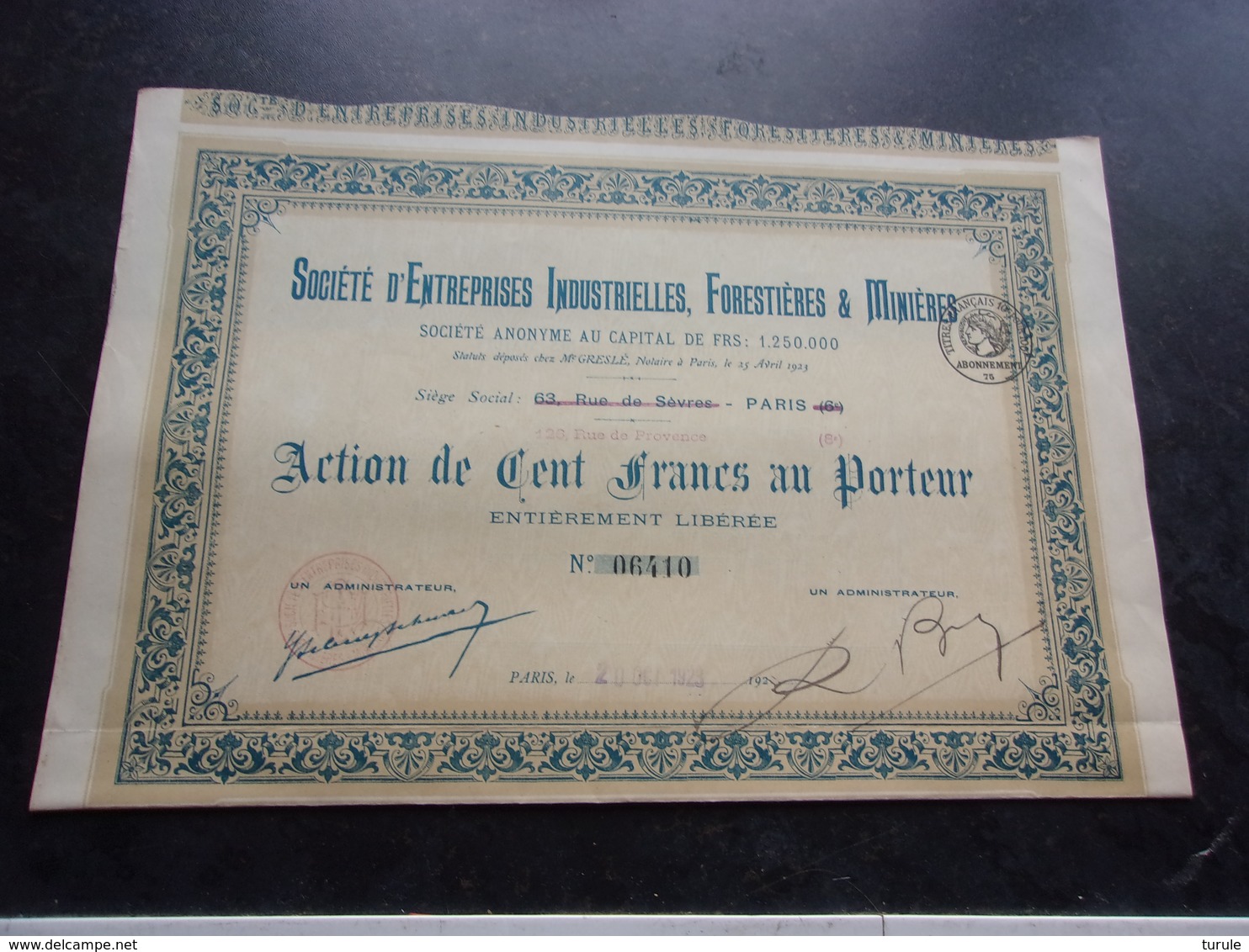 ENTREPRISES INDUSTRIELLES FORESTIERES ET MINIERES (1923) - Other & Unclassified