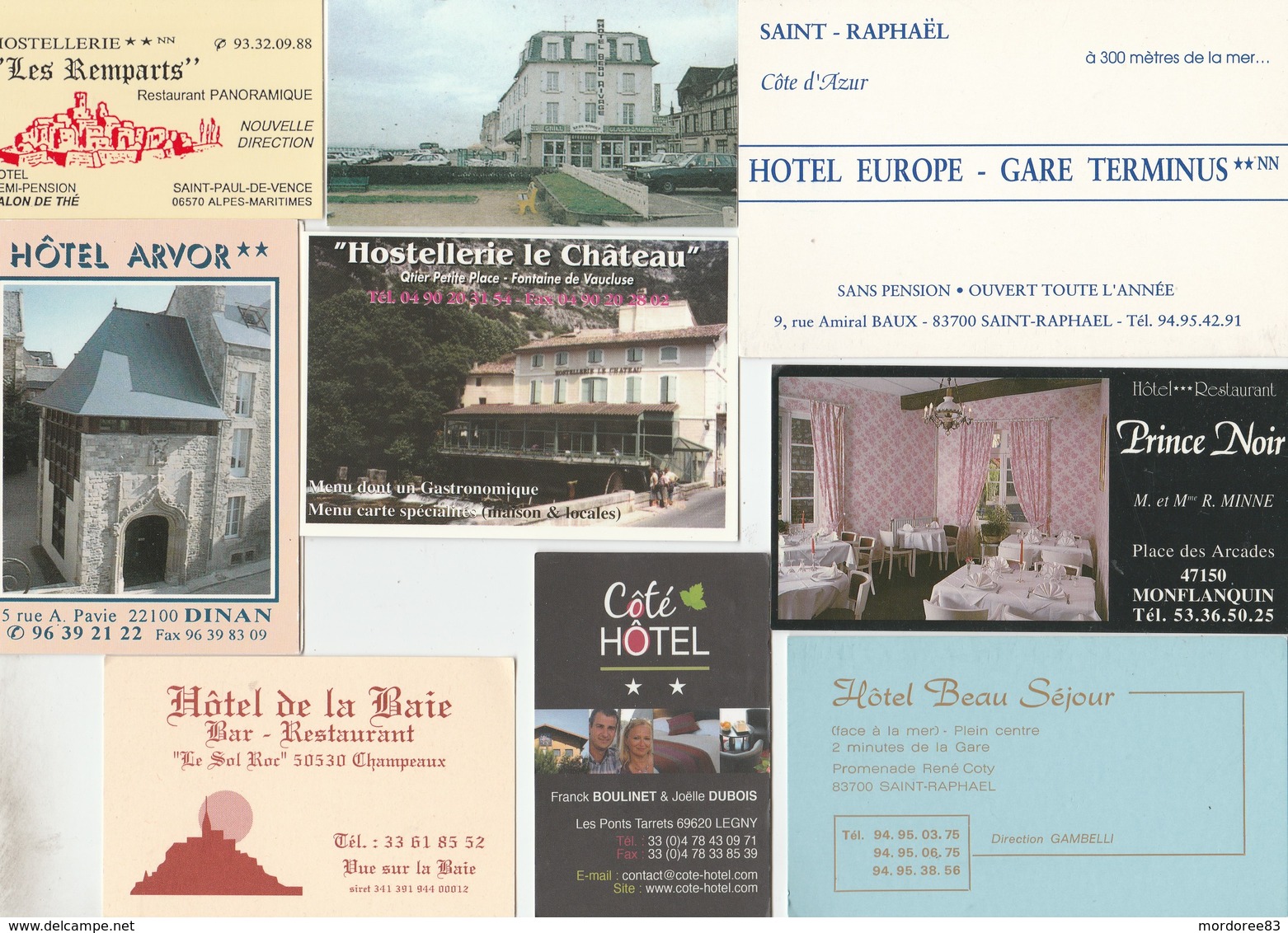 LOT DE 12 CARTES HOTEL FRANCE DIFFERENTES -                                            TDA259 - Cartes De Visite