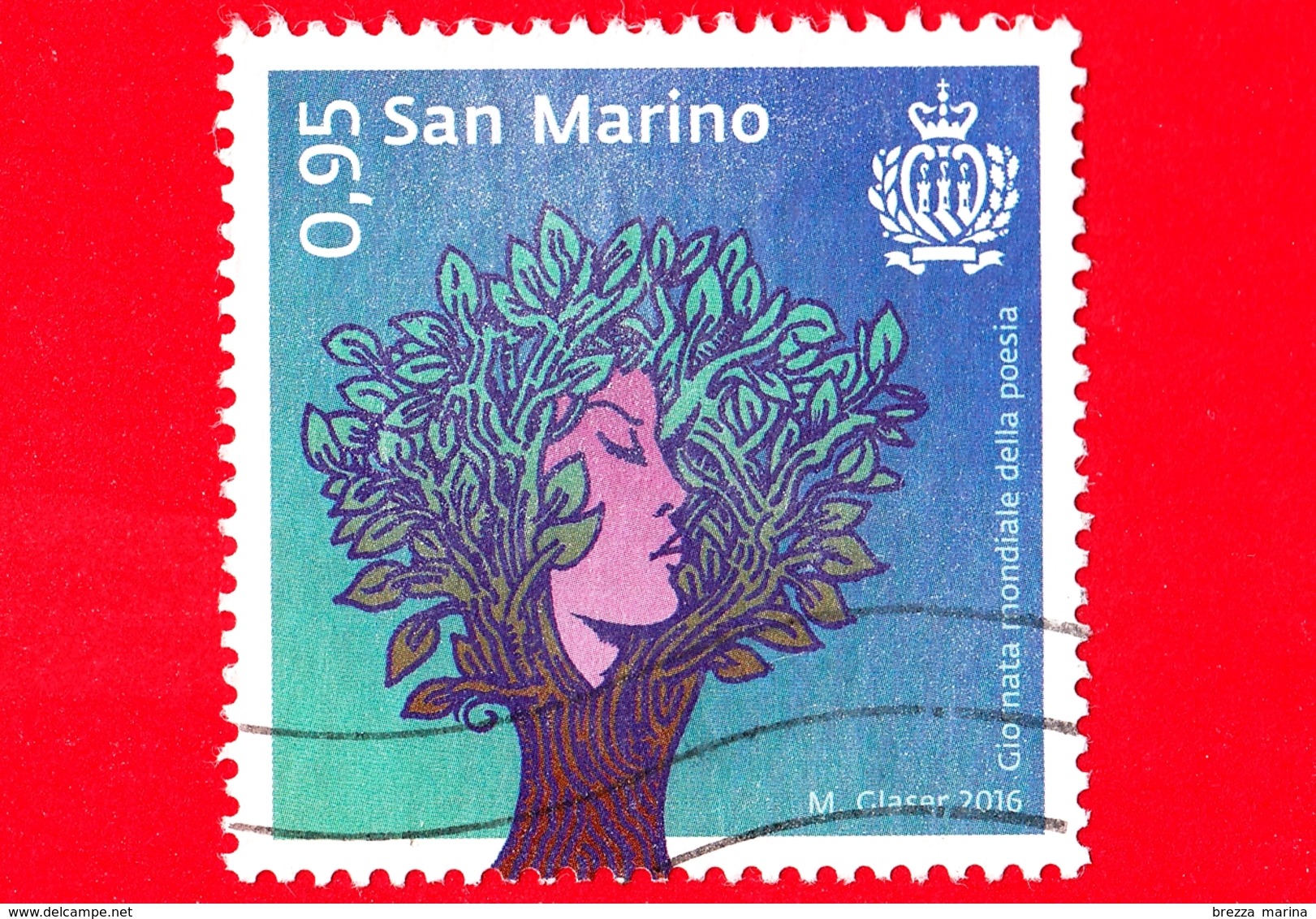 SAN MARINO - Usato - 2016 - Giornata Mondiale Della Poesia - Albero E Volto - 0.95 - Used Stamps