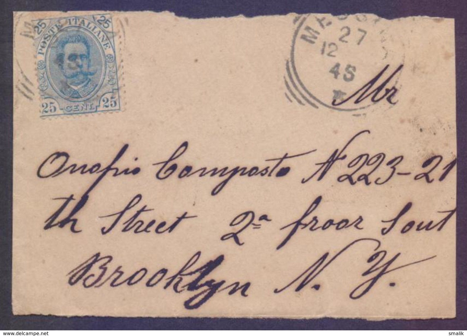 ITALY Postal History, Front Side Of Small Cover, Used 27.12.1845, - Autres & Non Classés