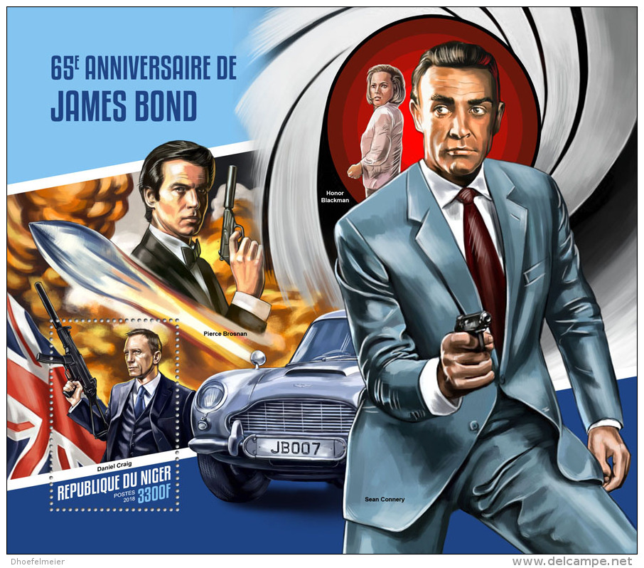 NIGER 2018 MNH** 65 Years James Bond 007 Cinema Kino Film S/S - OFFICIAL ISSUE - DH1815 - Cinema