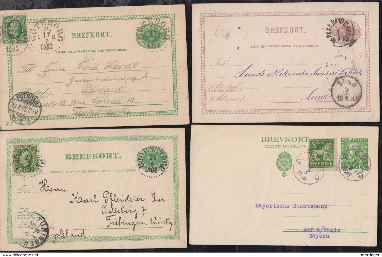 Schweden Sweden 1883-1926 Collection Of 15 Used Postal Stationery - Collections